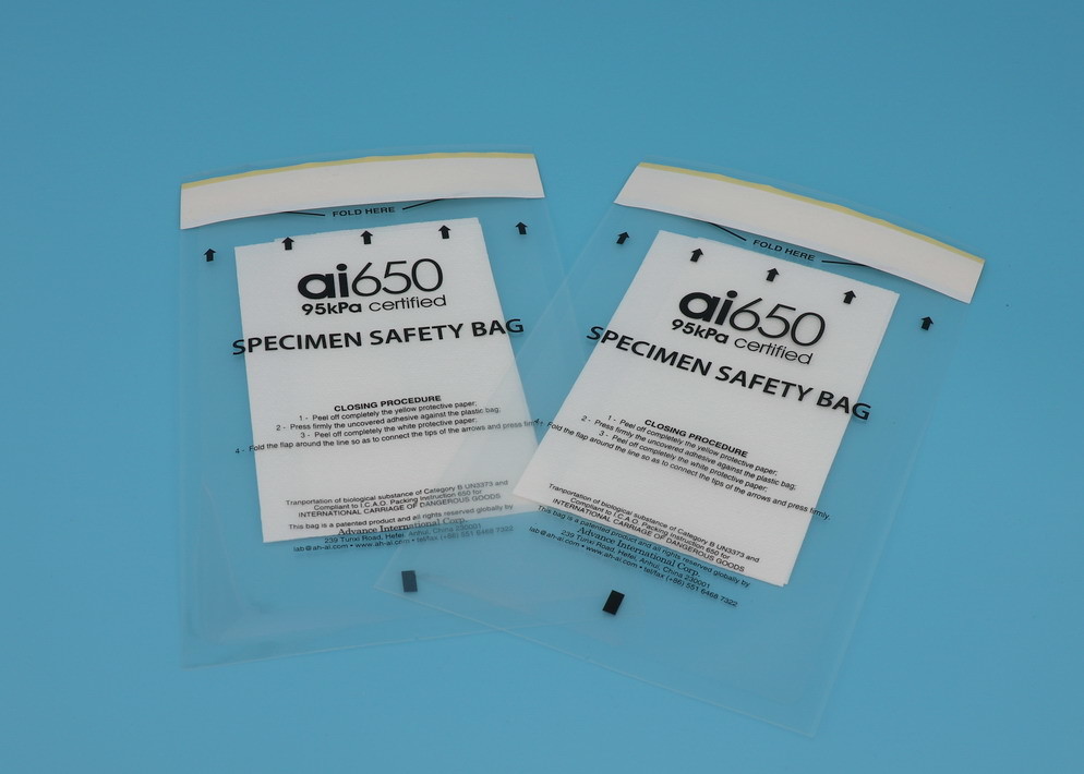 Self Sealing Top 95kPa Specimen Transport Bag Hazard Bag IATA Approved