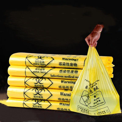 Thick Benchtop   Biohazard Waste Bags Ldpe / HDPE Yellow Medical Waste Bags