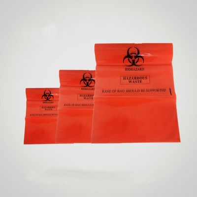 Tek kullanımlık Biohazard Atık Torbaları Kırmızı Renk Özel Boyut Kare Alt